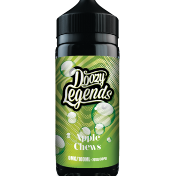 Doozy Legends Apple Chews 100ml E-Liquid Shortfill. Based on the Extreme Sour Apple Chews. Set your taste buds alight with this memorable sweet and sour tingle of crisp Green Apples. Bringing back the joy of unwrapping those tiny chewy squares and you just have one then another and another...