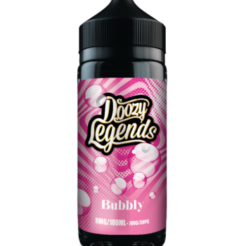 Doozy Legends Bubbly 100ml E-Liquid Shortfill. A Classic Bubblegum flavour loaded with school day memories. A nostalgic treat for your taste buds. All the flavour, without the chew. You know its special when your mouth starts watering as soon as you open the bottle!