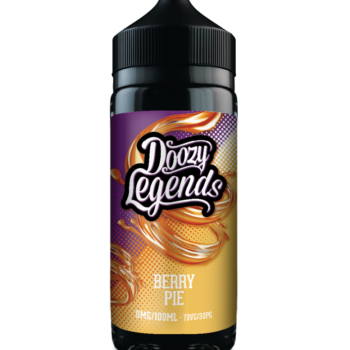Doozy Legends Berry Pie 100ml E-Liquid Shortfill. A deliciously soft pastry crumble with a Mix of dark Juicy Berries and a dash of cinnamon. This e-liquid will take you back to your favourite dessert and leave you yearning for more.