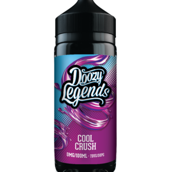 Doozy Legends Cool Crush 100ml E-Liquid Shortfill. Mouth Watering Blue Raspberry slush followed by a burst of subzero then a wave of Berries.