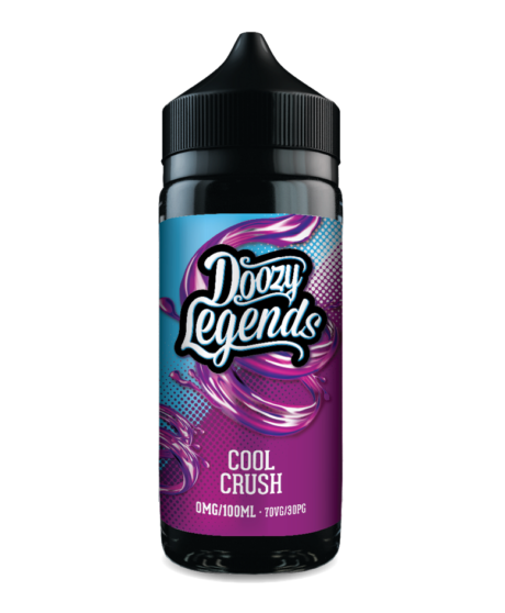 Doozy Legends Cool Crush 100ml E-Liquid Shortfill. Mouth Watering Blue Raspberry slush followed by a burst of subzero then a wave of Berries.