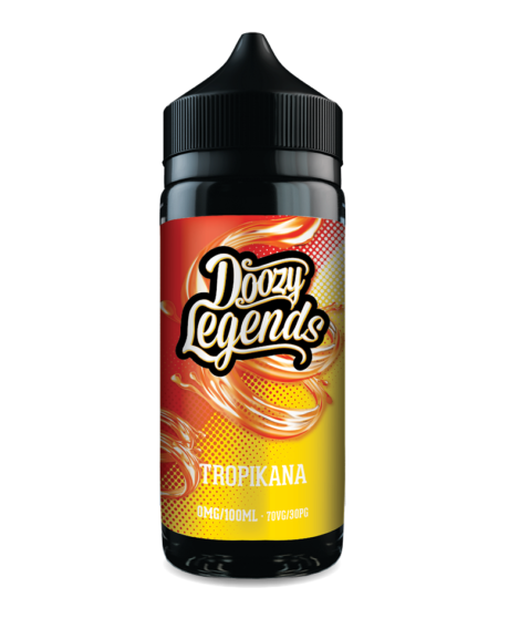 Doozy Legends Tropikana 100ml E-Liquid Shortfill featuring a blend of succulent mangoes with lychee and pineapple freshly combined for your enjoyment. As you exhale this delicious vape, expect maximum aroma of the juiciest fruits. The taste of this All Day Vape will linger on your taste buds long enough to savour until the next vape.