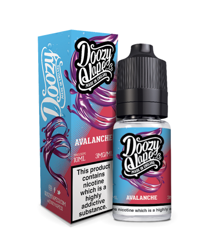Doozy Avalanche 10ml E-liquid. Mouthwatering Lychee infused with Juicy Berries with a Twist of Ice. Available in 3mg and 6mg Nicotine Strength.