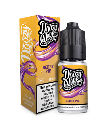 Doozy Berry Pie 10ml E-liquid is a Delicious Pastry Crumble with a Sweet blend of Mixed Berries and sprinkle of cinnamon. Available in 3mg and 6mg Nicotine Strength.