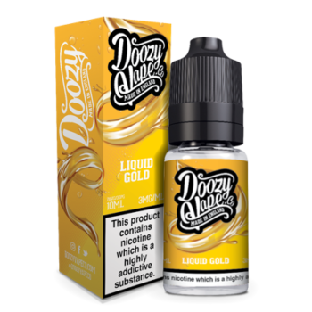 Doozy Liquid Gold 10ml E-liquid is a Gorgeous Pastry Crust with Creamy Vanilla Custard. Drizzled in Syrup and topped off with Thick Cream. Available in 3mg and 6mg Nicotine Strength.