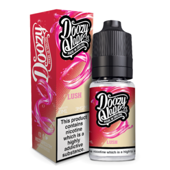 Doozy Lush 10ml E-liquid. Sweet Strawberries mixed with Smooth Clotted Cream. Available in 3mg and 6mg Nicotine Strength.