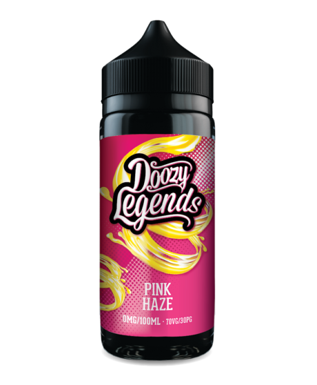 Doozy Legends Pink Haze 100ml E-Liquid Shortfill. Zingy lemon and a concoction of citrus fruits with a tangy edge. Fusing the perfect balance of sweetness and citrus that culminates into one of the best fruity lemon vapes. Vaper’s globally recognise Pink Haze as the reference liquid of choice, an ADV that is one of our best sellers for a reason.