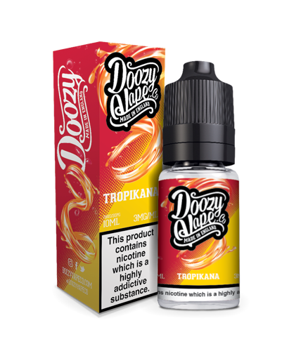 Doozy Tropikana 10ml E-liquid is a blend of Succulent Mangoes with a touch of Lychee and Juicy Pineapple. Available in 3mg and 6mg Nicotine Strength.