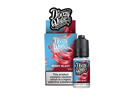 Doozy Berry Blast 10 x 10ml E-liquid. A deliciously Juicy Mix of fresh Strawberries and ripe Raspberries with a cool wave of Ice. A truly refreshing Concoction of Red Berries. Available in 3mg and 6mg Nicotine Strength.