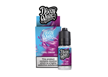 Doozy Cool Crush 10 x 10ml E-liquid.  The unmistakable taste of Blue Raspberry Slush. A Sweet Blue Syrup mixed with a Cool wave of Ice. Available in 3mg and 6mg Nicotine Strength.