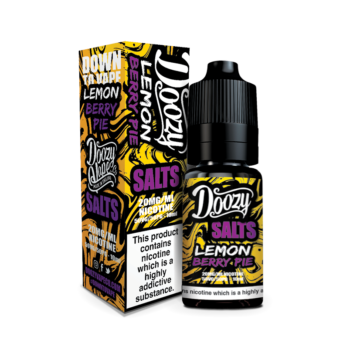Doozy Salts Lemon Berry Pie Nic Salt E-Liquid is a Luxuriously soft Pie Dough mixed with Sweet Berries and Zingy Lemon making this an enjoyable treat.