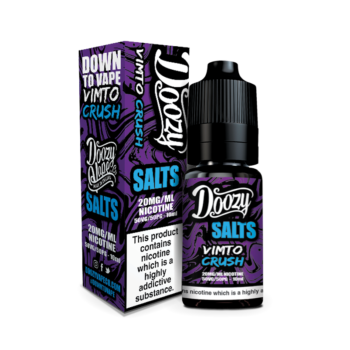 Doozy Salts Vimto Crush Nic Salt E-Liquid. The Classic Vimto taste of the Juiciest Berries with Crushed Ice perfectly complimented to be your favourite all day vape.