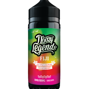 Doozy Legends Fiji 100ml E-Liquid Shortfill. A Mesmerising combination of Crisp Fuji Apple and Sweet Cucamelon with a Touch of Cucumber. Perfection in a bottle, each fruit layered in the most divine way to deliver a fresh and fruity Tropical Wave. You won’t have tasted anything quite like this before…Enjoy!