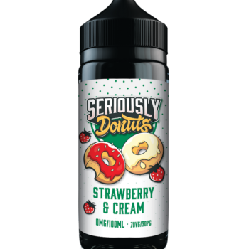 Seriously Donuts Strawberry and Cream E-liquid Shortfill. Everyones Favourite combination of Thick Luscious Cream and Sweet Strawberries.