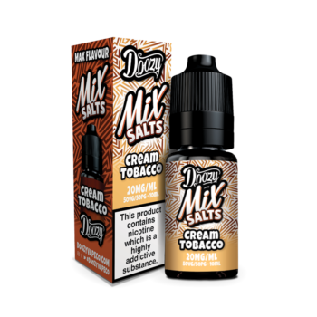 Doozy Mix Salts Cream Tobacco Nic Salt E-liquid. A Smooth Creamy Tobacco Blend, with a Sweet edge making this Exquisite Flavour hard to resist.