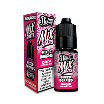 Doozy Mix Salts Mixed Berries Nic Salt E-liquid. A concoction of Tangy Berries and Sweet Grape with a slightly sour edge. A real treat for all Berry lovers.