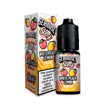 Seriously Fusionz Salty White Peach Lemon Nic Salt E-liquid - Sweet Peach with a Slice of Tangy Lemon. A Tropical Cocktail that will tantalise your taste buds.