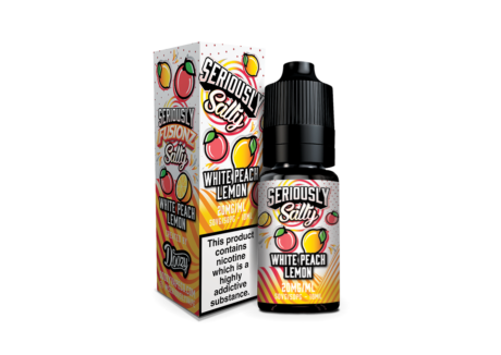 Seriously Fusionz Salty White Peach Lemon Nic Salt E-liquid - Sweet Peach with a Slice of Tangy Lemon. A Tropical Cocktail that will tantalise your taste buds.